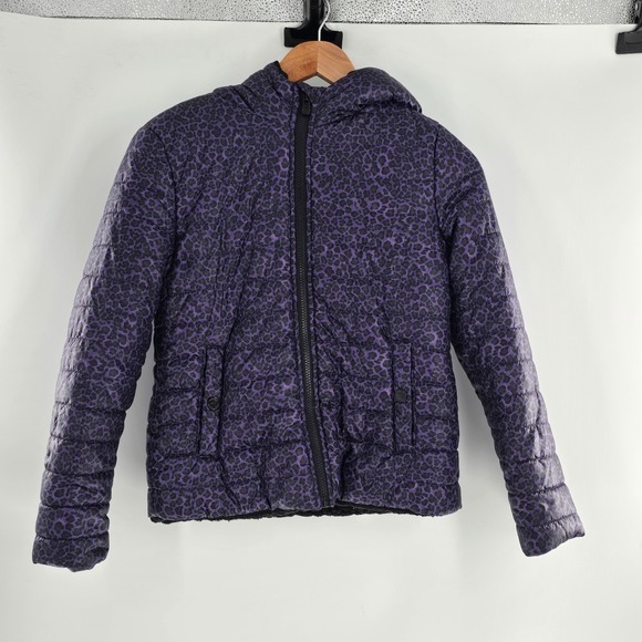 Michael Kors Girls Coat Jacket Leopard Print Design Purple Black Sz 14 - Picture 6 of 7